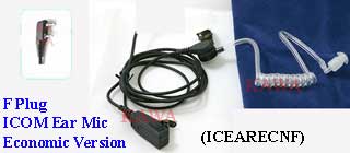 5X ICEARECNF Econ Ear Mic for ICOM radio F Plug