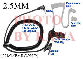 1x 25MMEARCOILP 2.5mm Coil Cable Acoustic Ear Piece for Speaker Mic