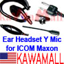 1X ICMEMRGEB Ear Headset Y Mic for ICOM radio