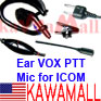 1X ICMEMVOXB VOX Ear Headset Y Mic for ICOM radio