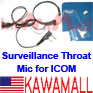 1X ICOMHDDGF Surveillance Throat Mic for most ALINCO + STANDARD + ICOM + ADI + PRYME + MICROTALK + MAXON series radios F-plug