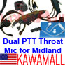 5X MDLNDTR2PT Dual PTT Hv.Duty Throat Mic for Midland LXT GXT Radio