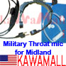 10X MIDLNDMLTR  Military throat mic for Midland LXT GXT GMRS FRS Radio