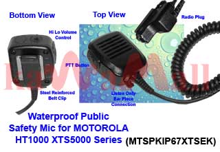 5X MTSPKIP67XTSEK Public Safety Waterproof Speaker Mic for MOTOROLA HT1000 XTS5000 MTX9000