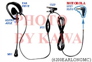 1x 6200EARLONGMC Headset Ear Mic PTT for Motorola FRS SX710 T7200