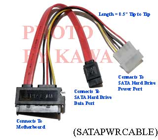 5x SATAPWRCABLE SATA I/II DATA & POWER CABLE ADAPTER COMBO FOR HDD