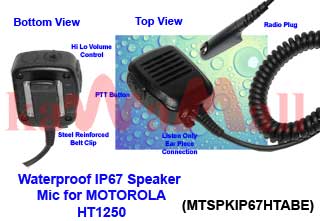 5X MTSPKIP67HTABE WaterProof Speaker Mic for Motorola HT750 HT1250 PRO-9150