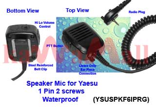 1X YSUSPKF6IPRG WaterProof Speaker Mic for VERTEX YAESU VX-160 VX-180