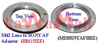 5x MDBSNYAFBRZ Bronze M42 Lens to Minolta AF Sony a100 a200 a300 a350 adapter