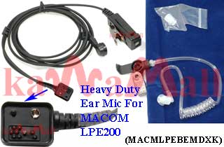 Heavy Duty Ear Mic for GE Edacs MA/com MACOM LPE200 