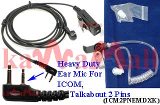 1X ICM2PNEMDXK Heavy Duty Headset Mic for ICOM, MAXON, COBRA, Motorola Talkabout 2 Pin