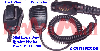 1X ICMF5SPKMINI Heavy Duty Mini Speaker Mic for ICOM IC-F50 IC-F60