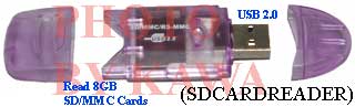 1x SDCARDREADER USB 2.0 SD MicroSD MiniSD MMC Card Reader Up to 8GB